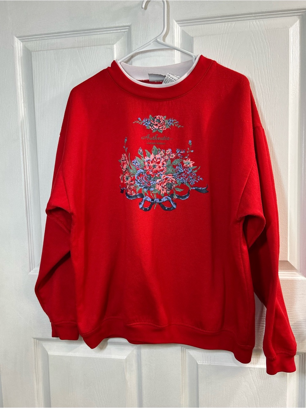 Vintage Basic Editions Red Floral Sweatshirt XL